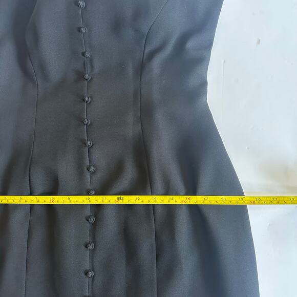 Vintage Liz Claiborne Black Halter Maxi Dress 8 Button Front Embroidered Collar - Picture 13 of 14